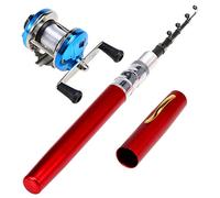 Kuuleyn Mini Penna Canna da Pesca Kit, Canna da Pesca Telescopica Mulinello da Spinning Kit Combo, Penna Tascabile Telescopica Canna da Pesca Canna da Pesca Mulinello Combo Set (impostare F 1m)