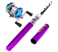 Kuuleyn Mini Penna Canna da Pesca Kit, Canna da Pesca Telescopica Mulinello da Spinning Kit Combo, Penna Tascabile Telescopica Canna da Pesca Canna da Pesca Mulinello Combo Set (impostare E 1m)