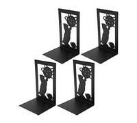 Kuuleyn Non-Skid Book Holder, 4Pcs Metal Book Ends Orderly Storage Arbitrary Adjustment Smoother Edges Anti Static Bookends Decorative for Home School