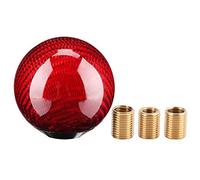 Kuuleyn Pomello del cambio , Cambio universale automatico per auto Pomello in fibra di carbonio Testa del cambio con 3 adattatori in metallo (8mm/10mm/12mm)(rosso)
