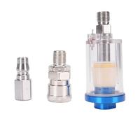 Kuuleyn spray gun filter Pneumatic Spray Water Oil Separator with Quick Connector Effective Separation Copper Stainless Steel,Compressed Air Filter Water Oil Separator,for Air Tool