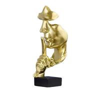 Kuuleyn Statua del pensatore, Non si sente, non si vede, non si parla, sculture in resina per la casa moderna, oggetti decorativi, statuina di arte astratta Il silenzio è oro, statuina (Golden)
