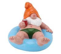 Kuuleyn Swimming Pool Gnome Elf Figurine Decoration,pool Floater Gnome Statue Resin Party Relaxing Funny Garden Floating Figurine for Outdoor Decor,available In Yellow and Blue (Blue)
