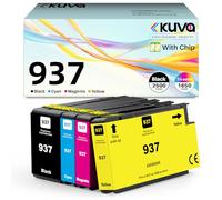 Kuva 937XL compatibile con HP 937e 937XL compatibile con Officejet Pro 9110b 9120b 9130b 9720 9730 (Nero Ciano Magenta Giallo, 4 Pack)