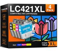 Kuva LC421XL Cartucce Compatibili per Brother LC421 LC421VAL LC-421XL LC-421XLVAL LC421XLVAL Multipack per Brother MFC-J1010DW DCP-J1140DW DCP-J1050DW (4 Pack