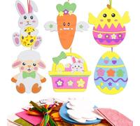 Kuvarix 12 Pezzi Lavoretti di Pasqua per Bambini, DIY Feltro Artigianato Pasquale per Bambini Lavoretti Creativi per Bambini Pasqua Include Conigli, Uova, Carote, Pulcini, Cestini, Pecore