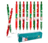 Kuvarix 24 Pezzi Penna a Sfera Natalizia, Penne a Sfera di Natale di Pupazzo di neve di Babbo con Astuccio, Set di penne Bomboniera di Natale per Natale Calza Riempitivi, Scuola Set Regali Natalizi