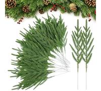 Kuvarix 30 Pezzi Rami di Pino Artificiale di Natale, Rami di Abete Decorativi Natalizi 37 cm, Rametti di Pino Come Veri in Plastica, Abete Finto per Decorazioni Fai Da Te, Ghirlande, Della Casa