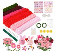Kuvarix 420 Pezzi Scovolini Colorati per Lavoretti, 7 Colori Pipe Cleaner Flowers, Scovolini Pipa Ciniglia Steli Set, Scovolini per Fiori Artigianali con Steli di Fiori, Nastro, Pistilli, etc