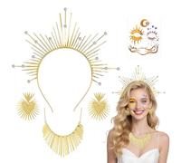 Kuvarix Accessori Costume Sole con Cerchietto Sole, Collana, Orecchini e Adesivi per il Viso - Ideale per Feste di Carnevale, Eventi e Giochi di Ruolo