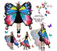 Kuvarix Ali Farfalla Costume, Mantella Farfalla con Maschera E Cerchietti, Ali di Farfalla per Adulti, Mantello Ali Farfalla per Carnevali, Feste e Giochi di Ruolo (C)