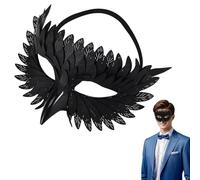 Kuvarix Elegante Maschera Carnevale Corvo, Maschera Veneziana Semi-Facciale per Uccelli con Piume, Maschera Carnevale Uomo Donna per Cosplay, Carnevale, Feste