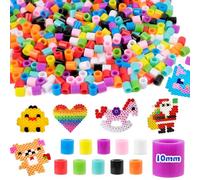 Kuvarix Perline da Stirare Grosse 10mm, 1500 Pezzi Perline da Stirare con 10 Colori, Regalo Creativo DIY per Bambini dai 3 Anni in Su