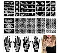 Kuvarix Set di 247 stencil per tatuaggi temporanei con hennè, 14 foglie, set di tatuaggi per mano, braccio, piedi, adatto per abbigliamento quotidiano, feste, Halloween e costumi di Natale