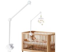 Kuvarix Supporto Giostrina Lettino in Legno, Supporto Mobile Giostrina Culla girevole a 360°, Base a Forma di Nuvola, per Appendere Campanelli Eolici, Giocattoli (Bianco)