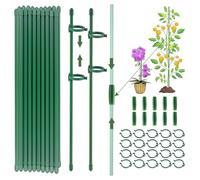 Kuvarix Supporto per Piante, 20 Pezzi Sostegno per Piante con 20 Clip per Piante 10 Tubi di Prolunga, Sostegno per Piante Rampicanti per Orchidee Pomodori Peonie Vite Rampicanti (90 PCS)