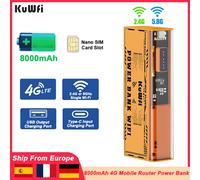 KuWFi 8000mAh 4G Router mobile 150Mbps Modem da viaggio portatile Batteria a lunga durata 2.4GHz 5.8Ghz Hotspot Wi-Fi singolo come Power Bank