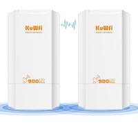 KuWFi - Bridge WLAN da 900 Mbps, 5,8 GHz Point to Point Outdoor WiFi Bridge con PoE, 2 RJ45, antenna 12 dBi, bridge wireless 2 KM Long Range per fotocamera, NVR, router Starlink, garage, cortile