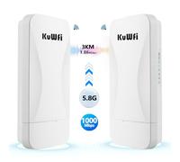 KuWFi Gigabit WLAN Bridge, 5,8 G 3 KM Outdoor Point to Point WiFi Bridge, Wireless Bridge CPE con porte 1000 Mbps, 48 V POE, antenna 14 dBi, ponte Ethernet per telecamera IP, NVR, CCTV, router