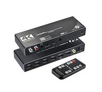 KuWFi HDMI Switch 4 In 2 Out, HDMI Switch 4K @ 60Hz HDMI 2.0 Switch Remote 4x2 HDR HDMI Switcher Audio Extractor con ARC e IR Switch HDMI 2.0 per PS4 TV HDTV