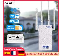 KuWfi Modem esterno CAT4 4G Router WiFi 2.4G Router LTE 2x antenne staccabili con slot per scheda SIM Porta POE IP65 Modalità AP 10 utenti