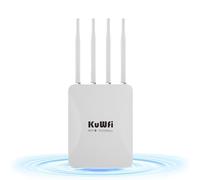 KuWFi Ripetitore ed estensione WiFi 6 per esterni | AX3000 Mbps Access Point 2,4 GHz e 5 GHz WiFi Bridge con 4 antenne ad alto guadagno, porta Gigabit e alimentazione PoESupporta MU-MIMO, roaming