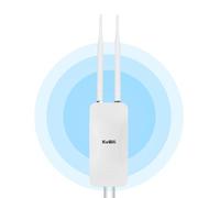 KuWFi Ripetitore WiFi Esterno, Access Point 1200Mbps Dual Band (2.4/5.8GHz), 2 Antenne 5dBi, IP65 Impermeabile e Alimentazione POE/DC, Ideale per Giardino e Aree Esterne