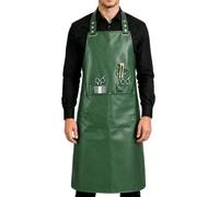 KUWHSIOP Grembiule Da Lavoro In Ecopelle per Parrucchieri E Barbieri Uomo Donna Lungo E Regolabile con Tasche Porta-Attrezzi,Verde,One Size