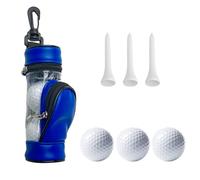 KUWHSIOP Marsupio per Palline da Golf, Borsa da Trasporto Portatile in Pelle Pu con Cerniera per Palline da Golf per Uomini e Donne con Clip da Cintura,Blu