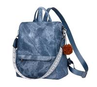 KUWHSIOP Zaino da Donna, Borsa A Tracolla Alla Moda, Zaino Convertibile con Pompon Staccabili per Viaggi, Lavoro, Scuola,Blu