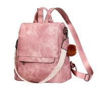 KUWHSIOP Zaino da Donna, Borsa A Tracolla Alla Moda, Zaino Convertibile con Pompon Staccabili per Viaggi, Lavoro, Scuola,Rosa