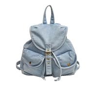 KUWHSIOP Zaino Da Donna In Denim Piccolo Alla Moda con Coulisse Leggero in Jeans Borsa Casual da Viaggio Y2k,Blu