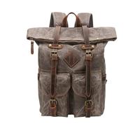 KUWHSIOP Zaino da Viaggio Vintage Resistente In Tela Cerata per Campeggio, Escursionismo e Uso Quotidiano,Grigio