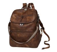 KUWHSIOP Zaino In Pelle Pu Retrò da Donna con Scomparto Per Laptop, Borsa A Tracolla Da Viaggio Alla Moda di Grande Capacità,Coffee 2