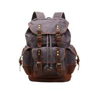 KUWHSIOP Zaino In Tela Cerata Vintage Resistente per Uomo e Donna Zaino da Viaggio Impermeabile per La Scuola e Le Attività All'Aperto,1