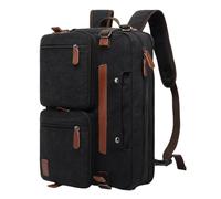 KUWHSIOP Zaino Per Laptop da Uomo, Zaino Multifunzionale Convertibile Adatto A Laptop Da 17,3 Pollici, Valigetta Per Viaggi/Affari/Lavoro,Black canvas