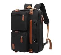 KUWHSIOP Zaino Per Laptop da Uomo, Zaino Multifunzionale Convertibile Adatto A Laptop Da 17,3 Pollici, Valigetta Per Viaggi/Affari/Lavoro,Black nylon