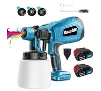 KuwpbbT Pistola a Spruzzo per Vernice HVLP 500W, Spruzzatore Elettrico con Serbatoio da 1000ML, Flusso 800ML/Min, 3 Ugelli & 3 Modelli, Flusso Regolabili, con Giunti per Pulizia e Soffiaggio