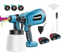KuwpbbT Pistola per Verniciare a Batteria,500W 32000PRM 1000ML HVLP Verniciatore a Spruzzo,Elettrica Pistola Vernice a Spruzzo,con 3 Ugelli e 3 Modelli,Professionale Pistola Spruzzo per Vernice