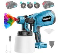KuwpbbT Senza Fili Pistola a Spruzzo per Verniciare,600W HVLP Spruzzatori di Vernice,800ml/min,Contenitore 1000ml,3 Modalità e 3 Ugelli,Elettrica Pistola a Spruzzo,Facile da Usare e da Pulire
