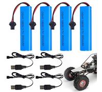 KUWUNG Batterie Li-ion 3.7V, 4 PCS 3000 mAh Batterie 18650 Ricaricabili con Caricabatterie Usb Spina SM-2P pour Véhicules RC, Bateau, Réservoir, Navire, Robot, Voltige Automobile