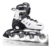 Kuxuan Skates Pattini in linea regolabili, divertenti e luminosi, per ragazzi e ragazze, principianti, interni ed esterni, bianco, misura grande