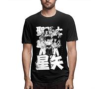 KuyAteYS Saint Seiya T Shirt Man's Short Sleeve Shirt Sports Novelty Round Neck Cotton T-Shirts S Black M