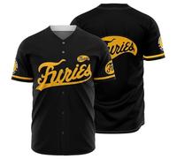 KUYBOBCEL The Furies - Maglia da Baseball da Uomo, in Jersey, con Cuciture, Nero, S