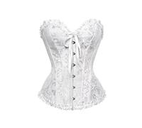 KUYCCSTRESI Corsetto da Donna con Lacci, in Raso, con Stecche, Bustino sopra Il Seno, Lingerie da Sposa Vintage, Body Modellante, Body Sexy sotto Il Seno(White,XS)
