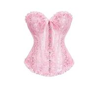 KUYCCSTRESI Corsetto da Donna con Lacci, in Raso, con Stecche, Bustino sopra Il Seno, Lingerie da Sposa Vintage, Body Modellante, Body Sexy sotto Il Seno(Pink,S)