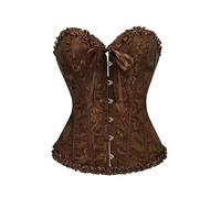 KUYCCSTRESI Corsetto da Donna con Lacci, in Raso, con Stecche, Bustino sopra Il Seno, Lingerie da Sposa Vintage, Body Modellante, Body Sexy sotto Il Seno(Coffee,L)