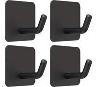KUYCCSTRESI Gancio Adesivo Resistente, Ganci autoadesivi Resistenti, Senza Trapano, for Asciugamani, Porta del Bagno, Decorazione della Cucina, Stile Rustico, Facile da Usare.(Black 10 Pieces)