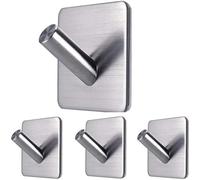 KUYCCSTRESI Gancio Adesivo Resistente, Ganci autoadesivi Resistenti, Senza Trapano, for Asciugamani, Porta del Bagno, Decorazione della Cucina, Stile Rustico, Facile da Usare.(4 Pack Silver)