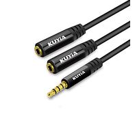 KUYIA Cavo splitter a Y con jack stereo da 3,5 mm con adattatore convertitore per cuffie e altoparlanti per iPod, lettore MP3, da 1 maschio a 2 femmina, connettore placcato oro